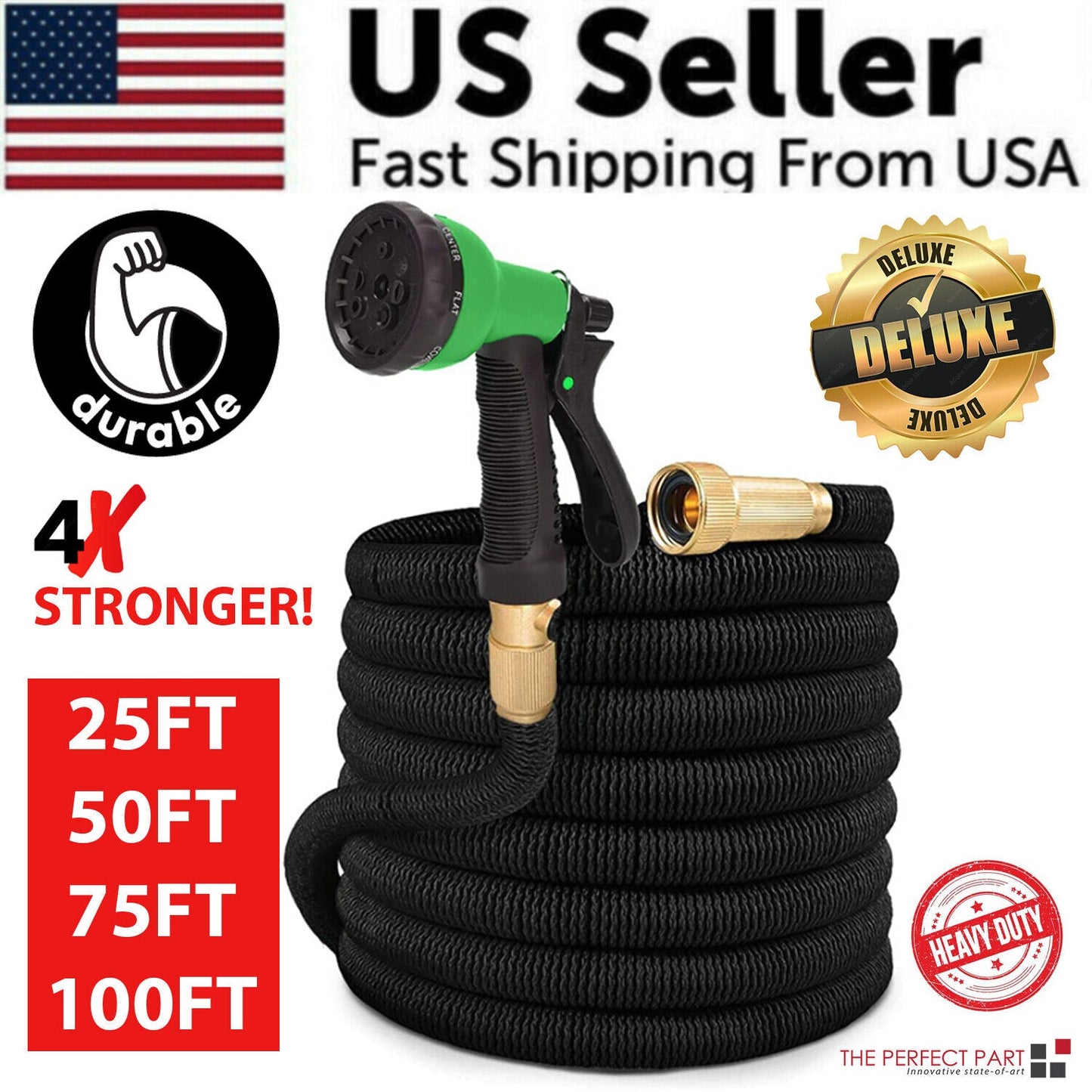 4X Stronger Deluxe Espandibile Flessibile Tubo Dell'acqua Del Tubo Del Giardino 25, 50